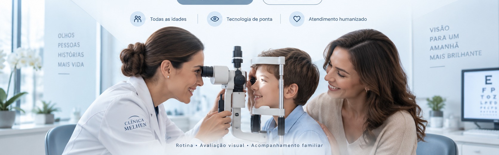 Consulta oftalmológica completa para toda a família na Clínica Melhen