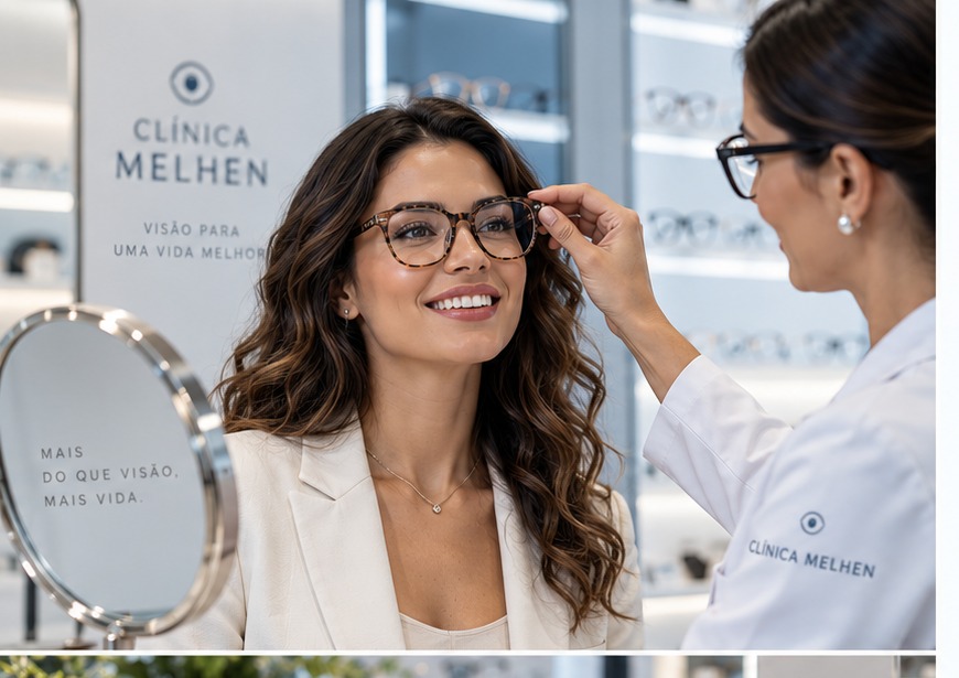 Consultoria de estilo e ajuste de armações na Ótica Clínica Melhen